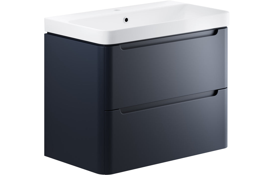 Lavena 805mm 2 Drawer Wall Hung Basin Unit - Matt Indigo