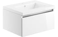 Milano 615mm 1 Drawer Wall Hung Basin Unit Inc. Basin - White Gloss