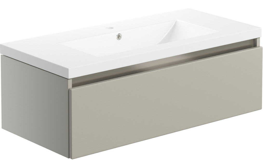 Milano 815mm 1 Drawer Wall Hung Basin Unit Inc. Basin - Matt Latte