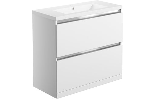Milano 815mm 2 Drawer Floor Standing Basin Unit Inc. Basin - White Gloss