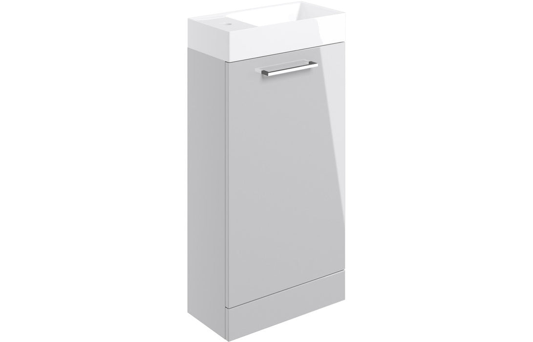 Pulse 410mm Floor Standing 1 Door Basin Unit & 1TH Basin - Grey Gloss