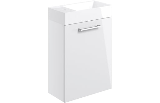 Pulse 410mm Wall Hung 1 Door Basin Unit & 1TH Basin - White Gloss