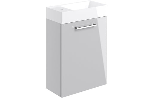 Pulse 410mm Wall Hung 1 Door Basin Unit & 1TH Basin - Grey Gloss