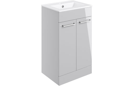 Pulse 510mm Floor Standing 2 Door Basin Unit & 1TH Thin Edge Basin - Grey Gloss