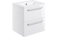 Pulse 510mm Wall Hung 2 Drawer Basin Unit & 1TH Thin Edge Basin - White Gloss