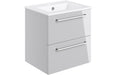 Pulse 510mm Wall Hung 2 Drawer Basin Unit & 1TH Thin Edge Basin - Grey Gloss