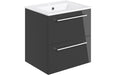 Pulse 510mm Wall Hung 2 Drawer Basin Unit & 1TH Thin Edge Basin - Anthracite Gloss