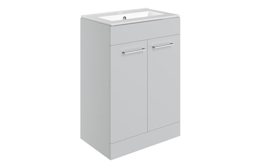 Pulse 610mm Floor Standing 2 Door Basin Unit & Thin Edge Basin - Grey Gloss
