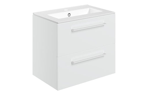 Pulse 610mm Wall Hung 2 Drawer Basin Unit & Thin Edge Basin - White Gloss