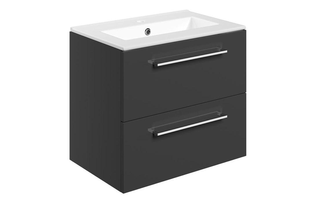Pulse 610mm Wall Hung 2 Drawer Basin Unit & Thin Edge Basin - Anthracite Gloss