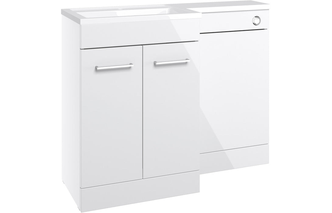 Verona 1000mm F/S L-Shape Pack & Basin - White Gloss