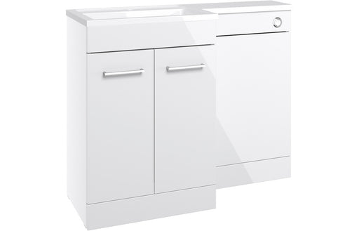 Verona 1000mm F/S L-Shape Pack & Basin - White Gloss