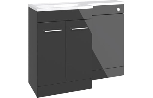 Verona 1000mm F/S L-Shape Pack & Basin - Anthracite Gloss