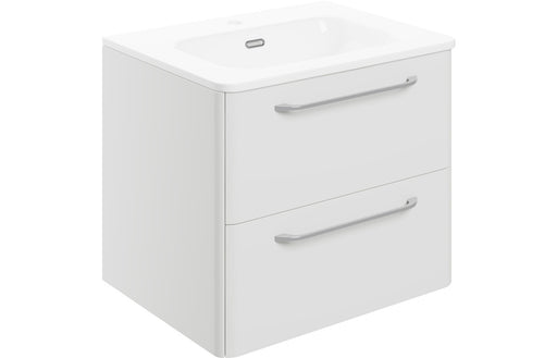 Deco 610mm 2 Drawer Wall Unit & Basin - White Gloss