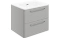 Deco 610mm 2 Drawer Wall Unit & Basin - Grey Gloss