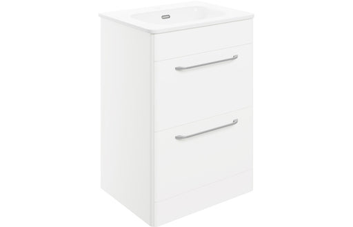 Deco 610mm 2 Drawer Floor Unit & Basin - White Gloss