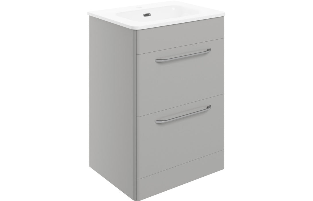 Deco 610mm 2 Drawer Floor Unit & Basin - Grey Gloss