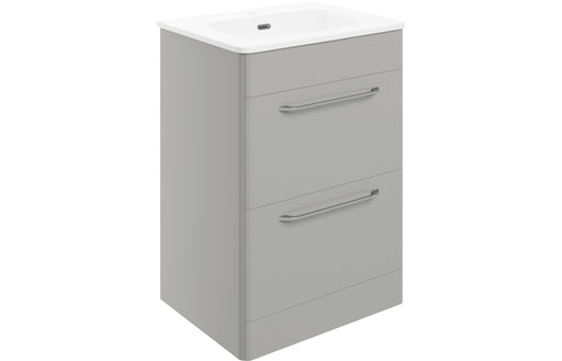 Deco 610mm 2 Drawer Floor Unit & Basin - Grey Gloss