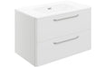 Deco 810mm 2 Drawer Wall Unit & Basin - White Gloss
