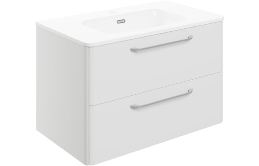 Deco 810mm 2 Drawer Wall Unit & Basin - White Gloss