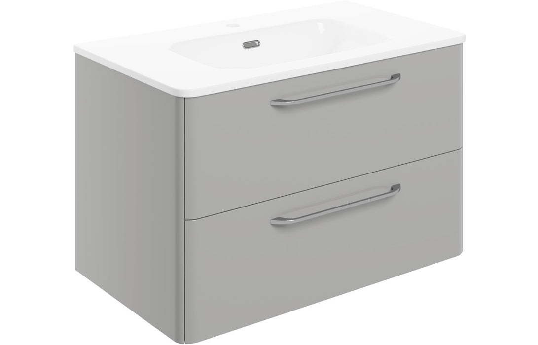 Deco 810mm 2 Drawer Wall Unit & Basin - Grey Gloss