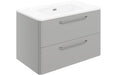Deco 810mm 2 Drawer Wall Unit & Basin - Grey Gloss