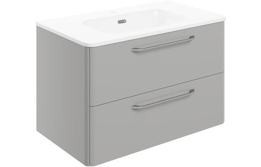 Deco 810mm 2 Drawer Wall Unit & Basin - Grey Gloss