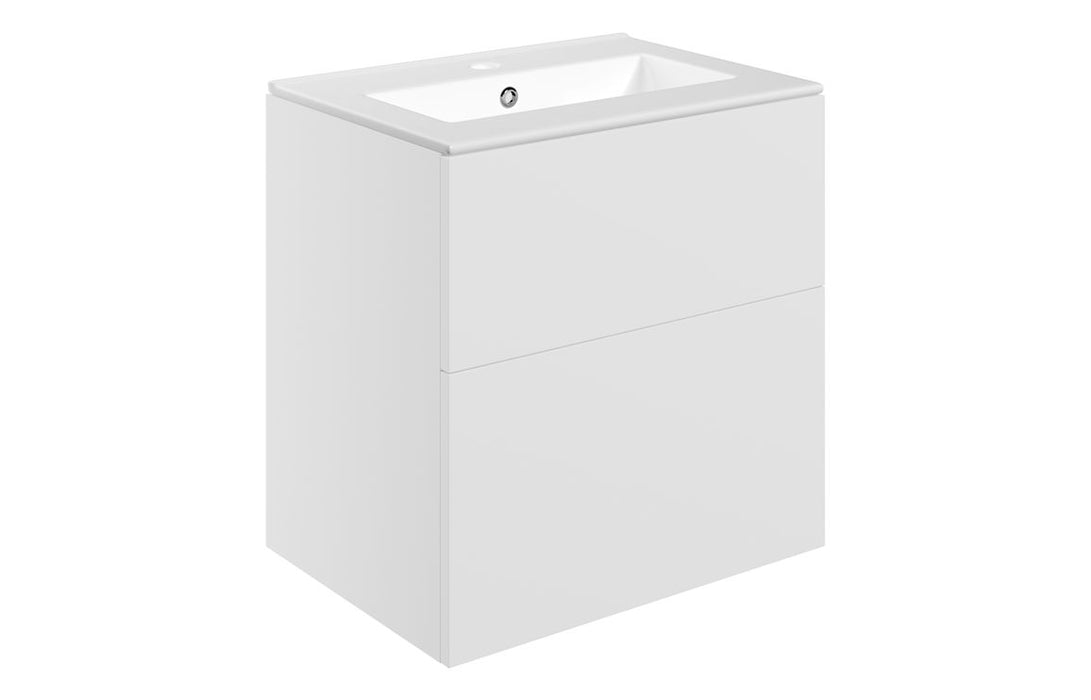 Accent 610mm Wall Hung 2 Drawer Basin Unit & Basin - Matt White