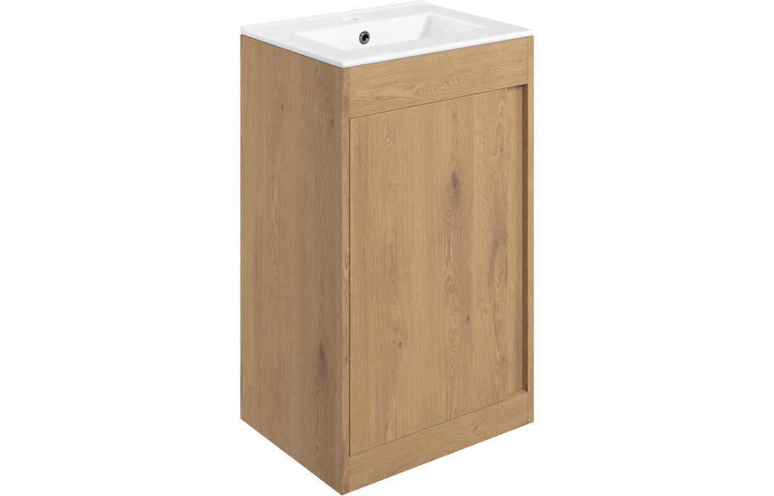 Terra 510mm Floor Standing Unit Inc. Basin - Seville Oak