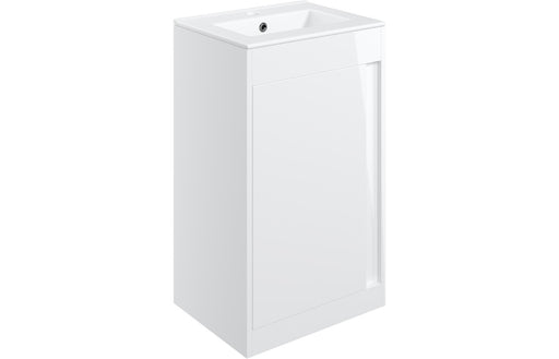 Terra 510mm Floor Standing Unit Inc. Basin - White Gloss