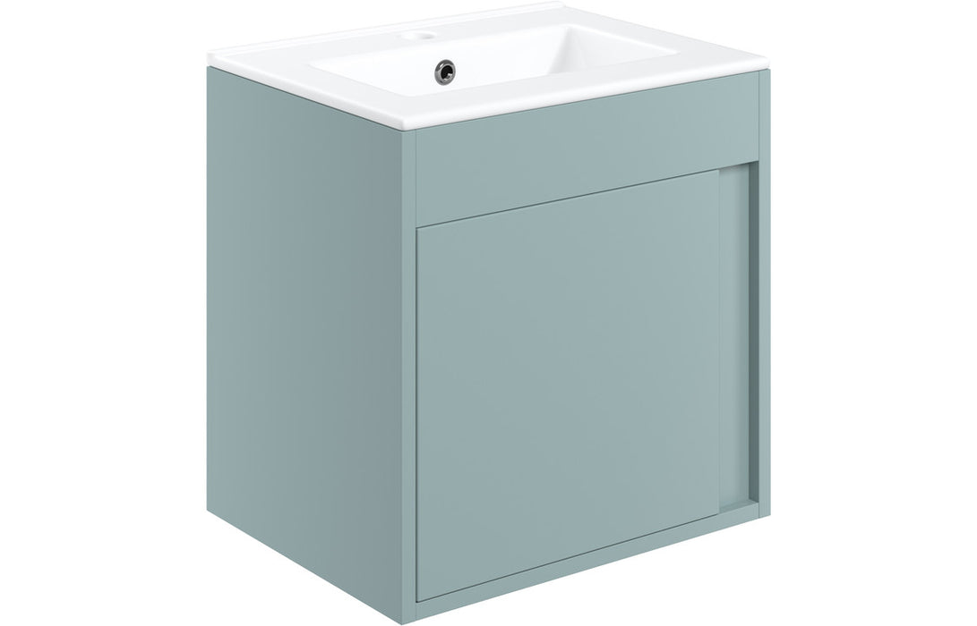 Terra 510mm Wall Hung Unit Inc. Basin - Matt Sea Green