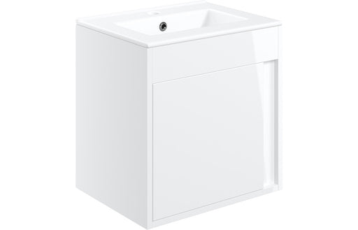 Terra 510mm Wall Hung Unit Inc. Basin - White Gloss