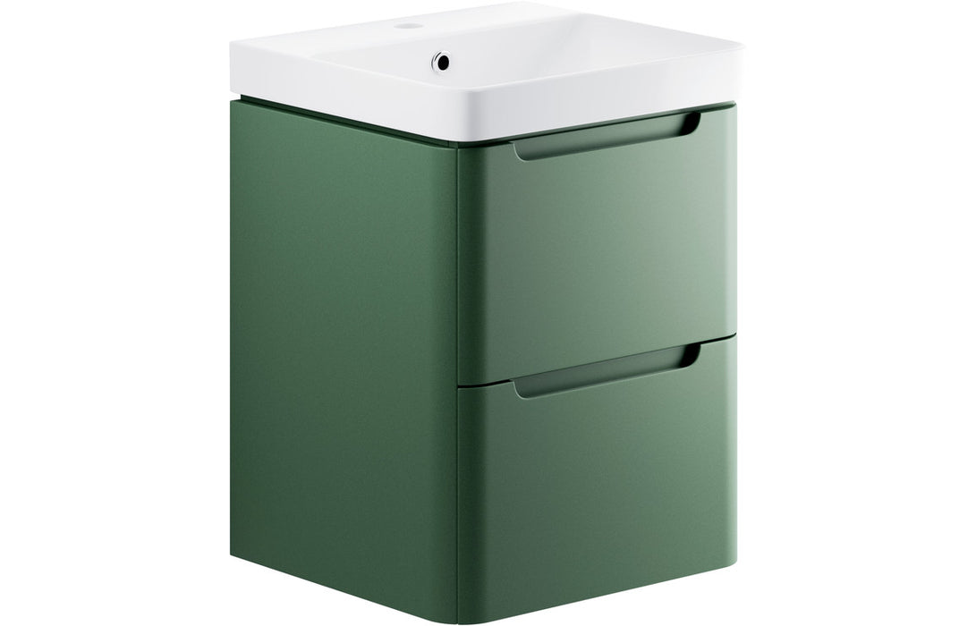 Lavena 500mm 2 Drawer Wall Hung Cloakroom Basin Unit - Matt Sage Green