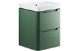 Lavena 500mm 2 Drawer Wall Hung Cloakroom Basin Unit - Matt Sage Green