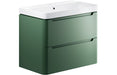 Lavena 805mm 2 Drawer Wall Hung Basin Unit - Matt Sage Green