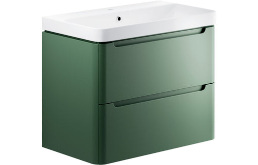 Lavena 805mm 2 Drawer Wall Hung Basin Unit - Matt Sage Green