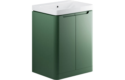 Lavena 605mm 2 Door Floor Standing Basin Unit - Matt Sage Green