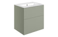 Accent 610mm Wall Hung 2 Drawer Basin Unit & Basin - Matt Olive Green