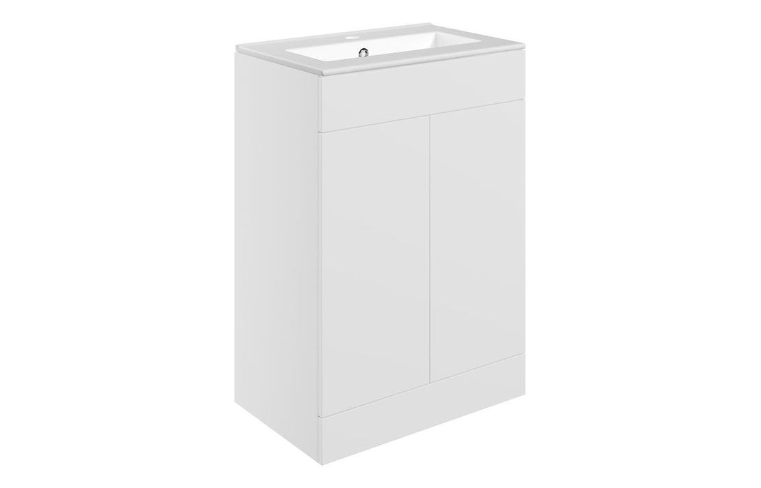 Accent 610mm Floor Standing 2 Door Basin Unit & Basin - Matt White