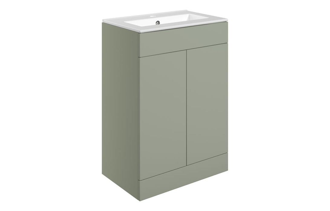 Accent 610mm Floor Standing 2 Door Basin Unit & - Matt Olive Green