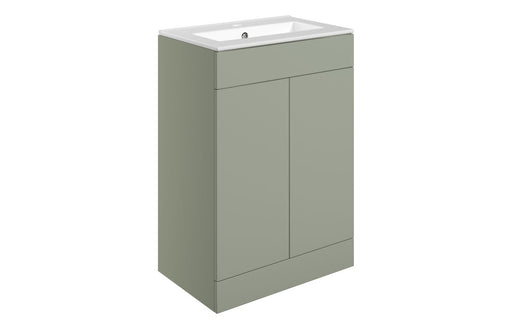 Accent 610mm Floor Standing 2 Door Basin Unit & - Matt Olive Green