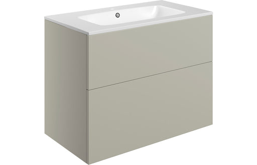 Accent 815mm Wall Hung 2 Drawer Basin Unit & 1TH Basin - Matt Latte