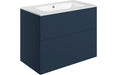 Accent 815mm Wall Hung 2 Drawer Basin Unit & 1TH Basin - Matt Deep Blue
