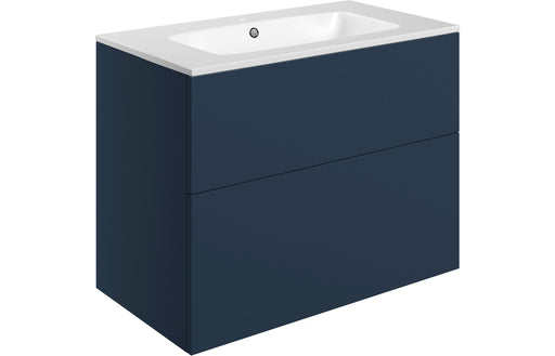 Accent 815mm Wall Hung 2 Drawer Basin Unit & 1TH Basin - Matt Deep Blue