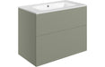 Accent 815mm Wall Hung 2 Drawer Basin Unit & 1TH Basin - Matt Olive Green