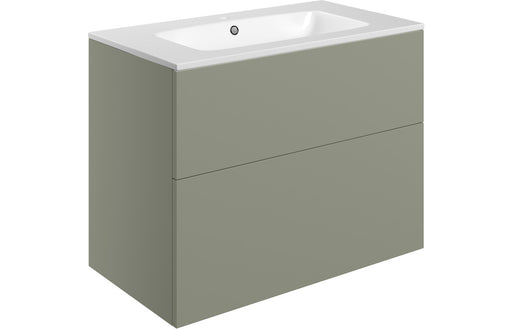 Accent 815mm Wall Hung 2 Drawer Basin Unit & 1TH Basin - Matt Olive Green