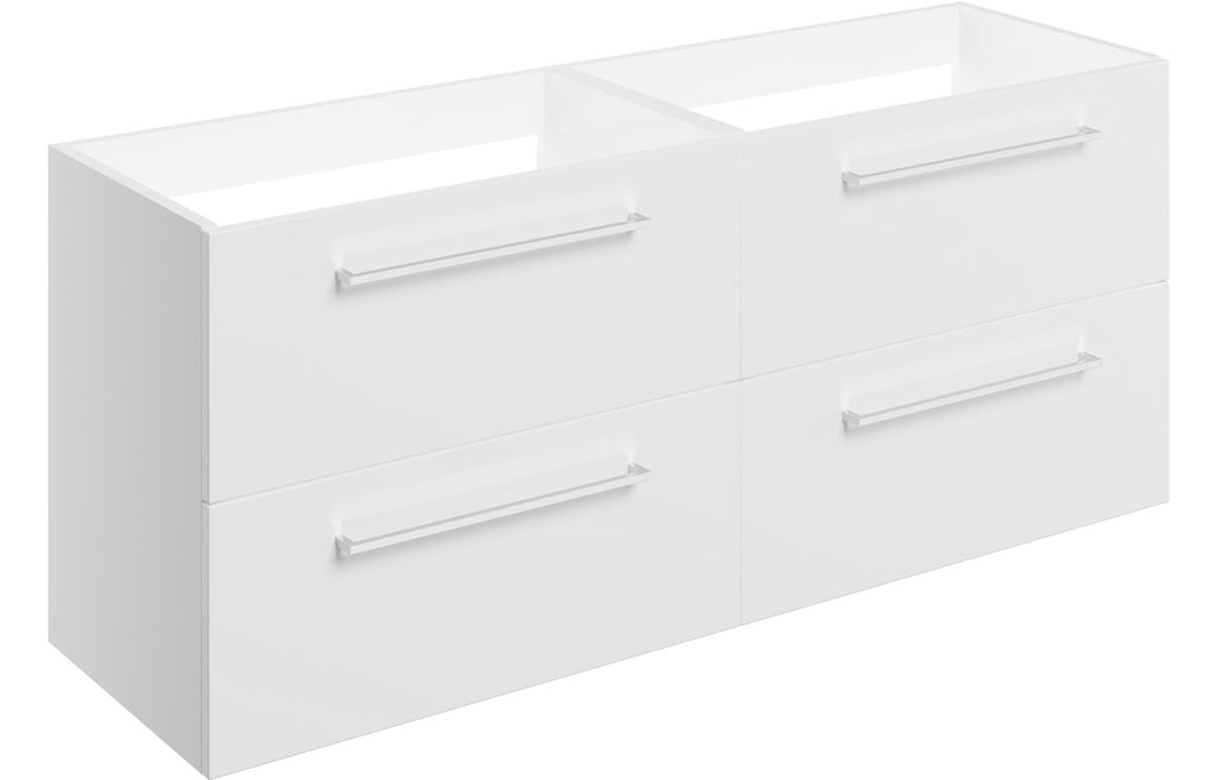 Pulse 1180mm Wall Hung 2 Drawer Basin Unit Run (No Top) - White Gloss