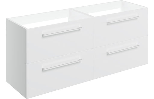 Pulse 1180mm Wall Hung 2 Drawer Basin Unit Run (No Top) - White Gloss