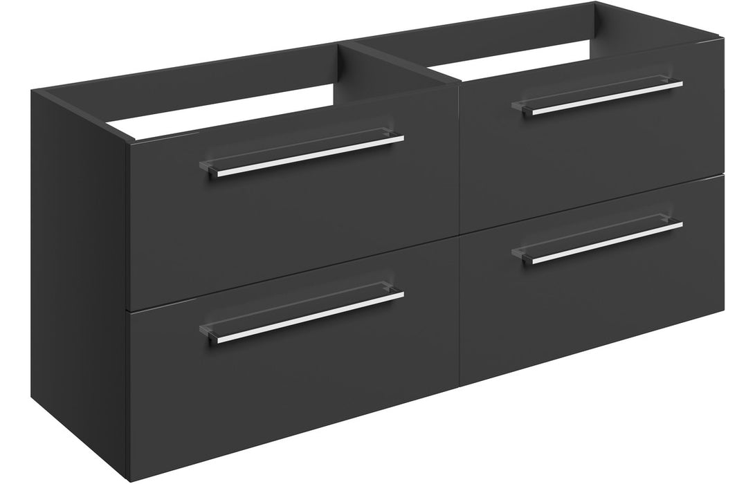 Pulse 1180mm Wall Hung 2 Drawer Basin Unit Run (No Top) - Anthracite Gloss