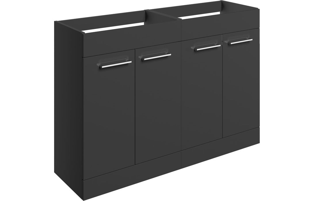 Pulse 1180mm Floor Standing 2 Door Basin Unit Run (No Top) - Anthracite Gloss